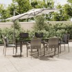 Set comedor jardín 7 pzas y cojines ratán sintético negro gris
