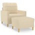 Sillón con taburete tela crema 60