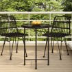 Mesa de comedor de vidrio templado y acero negro 55 cm