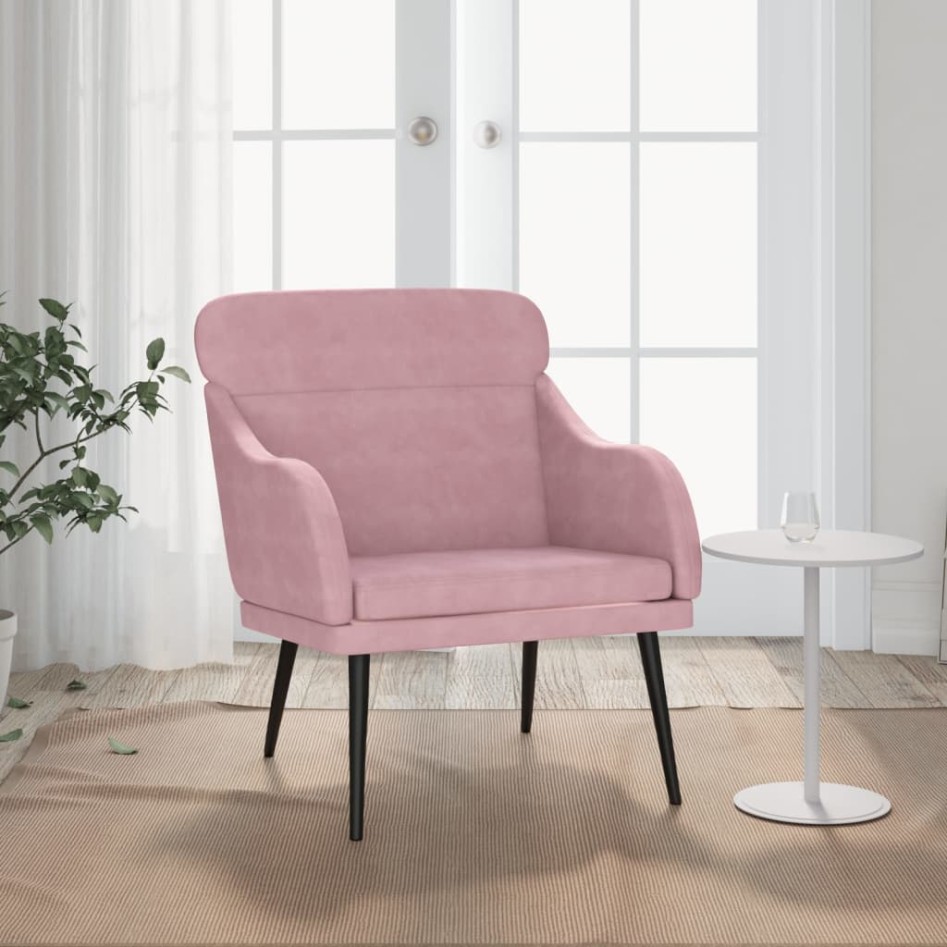 Sillón de terciopelo rosa 63x76x80