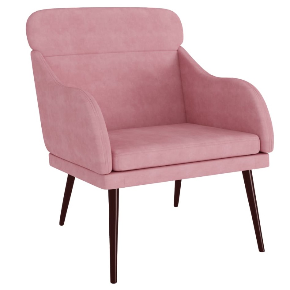 Sillón de terciopelo rosa 63x76x80