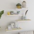 Estante flotante pared 2 uds MDF roble y blanco 60x23,5x3,8
