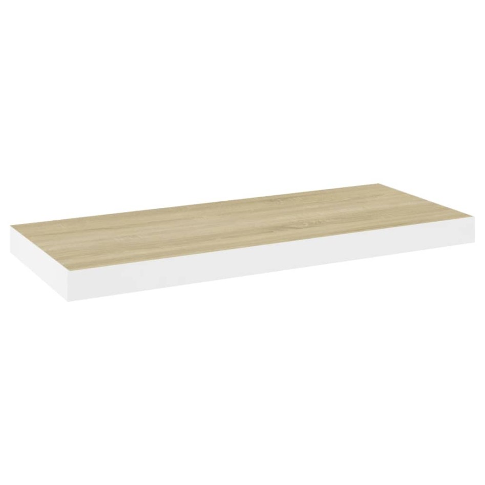 Estante flotante pared 2 uds MDF roble y blanco 60x23,5x3,8