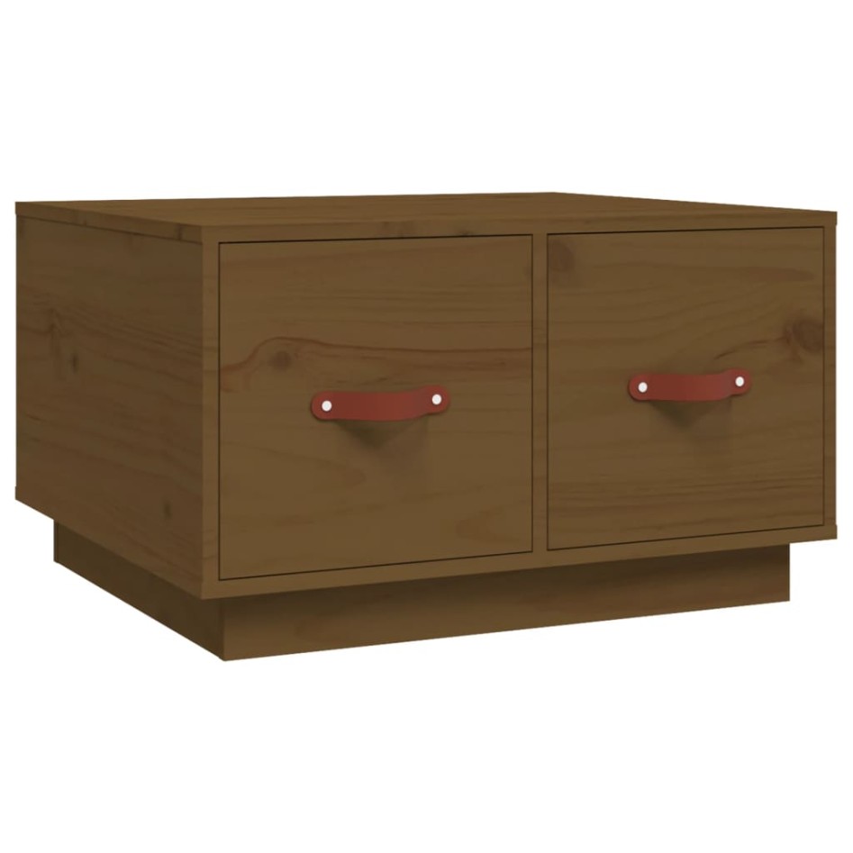 Mesa de centro madera maciza de pino marrón miel 60x53x35