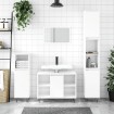 Armario de baño madera contrachapada blanco brillo 30x30x100 cm
