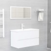 Juego de muebles de baño madera de ingeniería blanco
