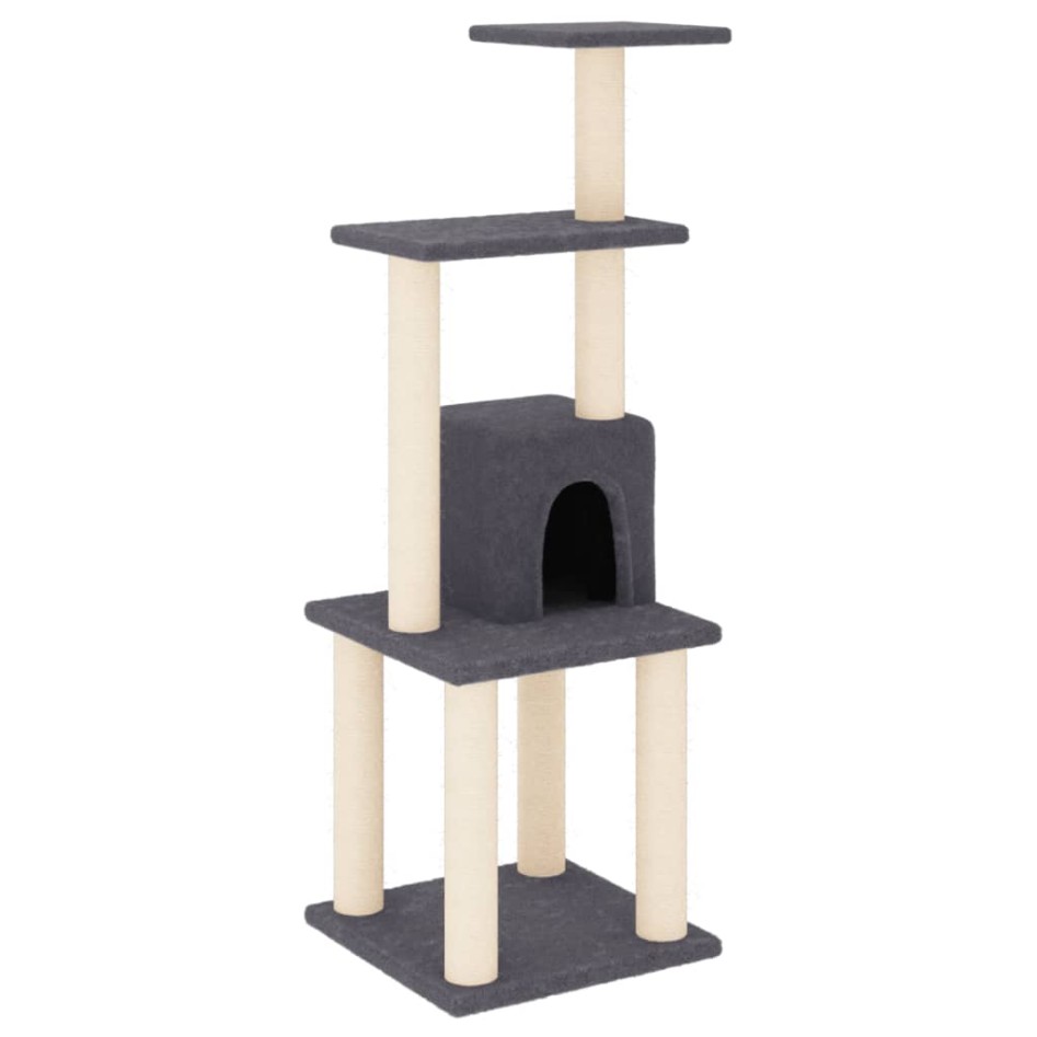 Rascador para gatos con postes de sisal gris oscuro 105