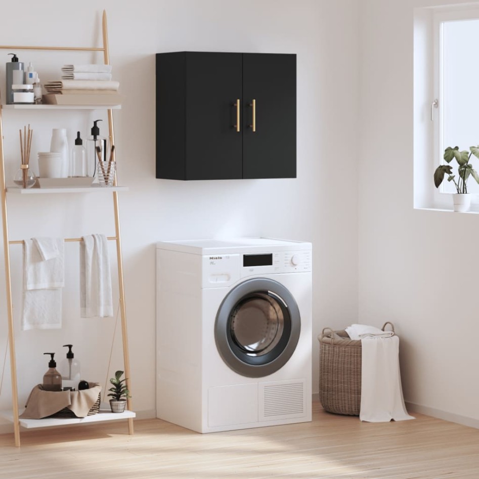 Armario de pared madera de ingeniería negro 60x31x60