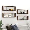 Estante cúbico de pared 4 uds madera roble ahumado 80x15x26,5cm