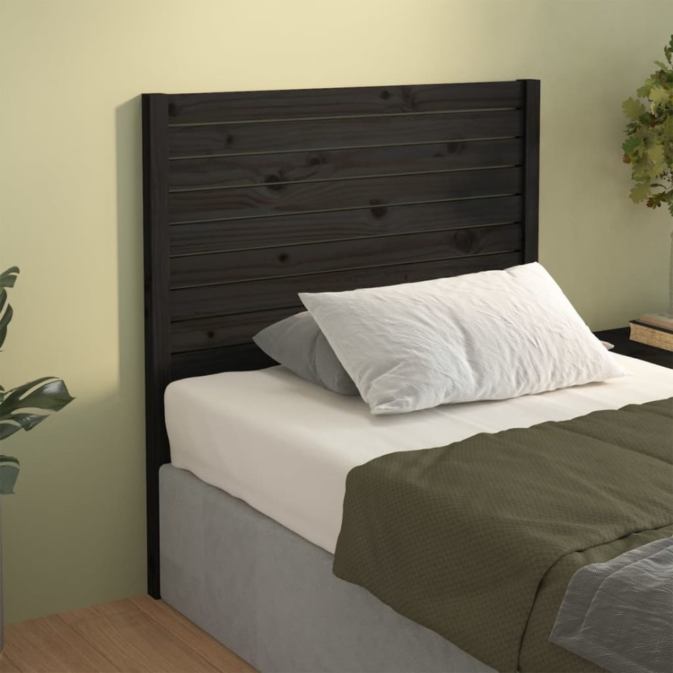 Cabecero de cama madera maciza de pino negro 81x4x100