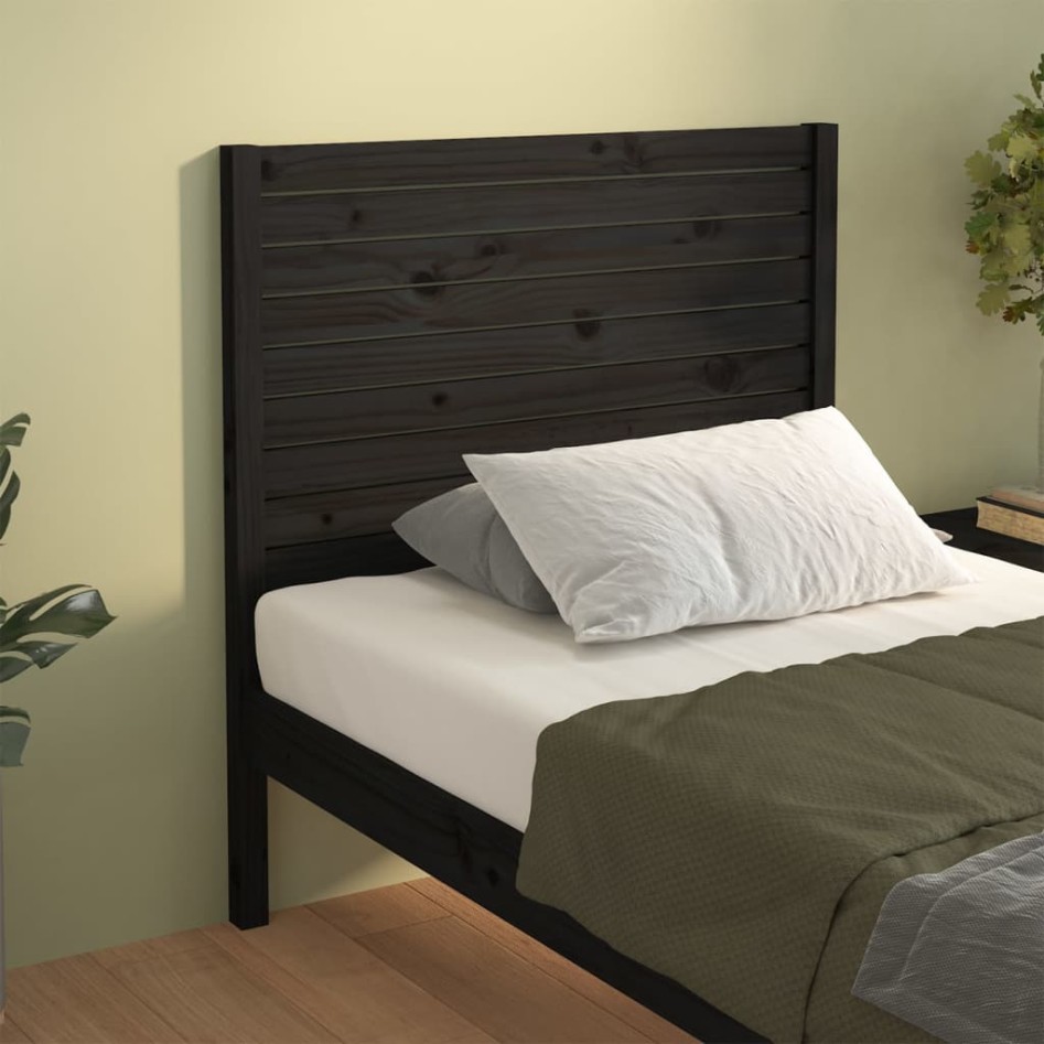 Cabecero de cama madera maciza de pino negro 81x4x100