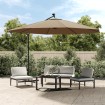 Sombrilla voladiza jardín con luces LED palo acero taupe 350 cm