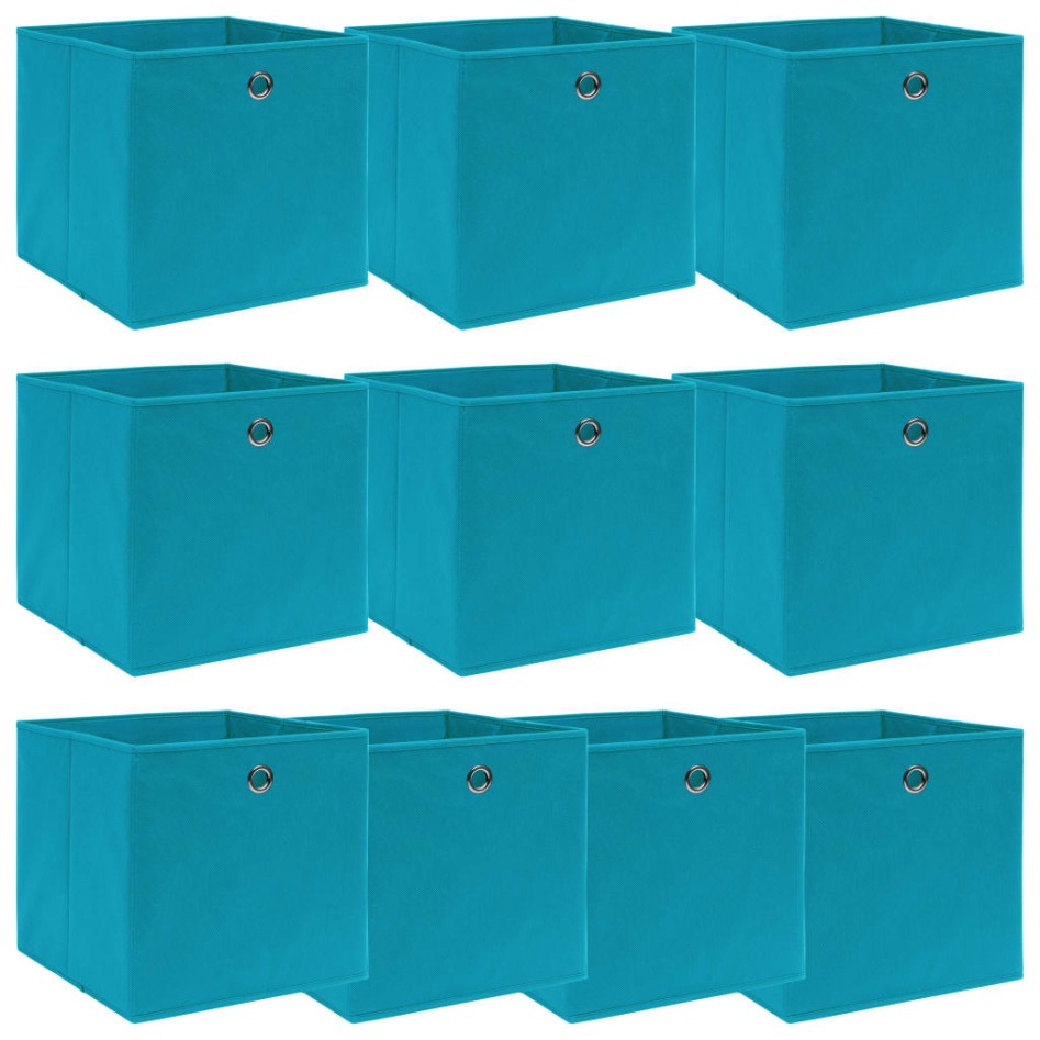 Cajas de almacenaje 10 uds tela azul celeste 32x32x32