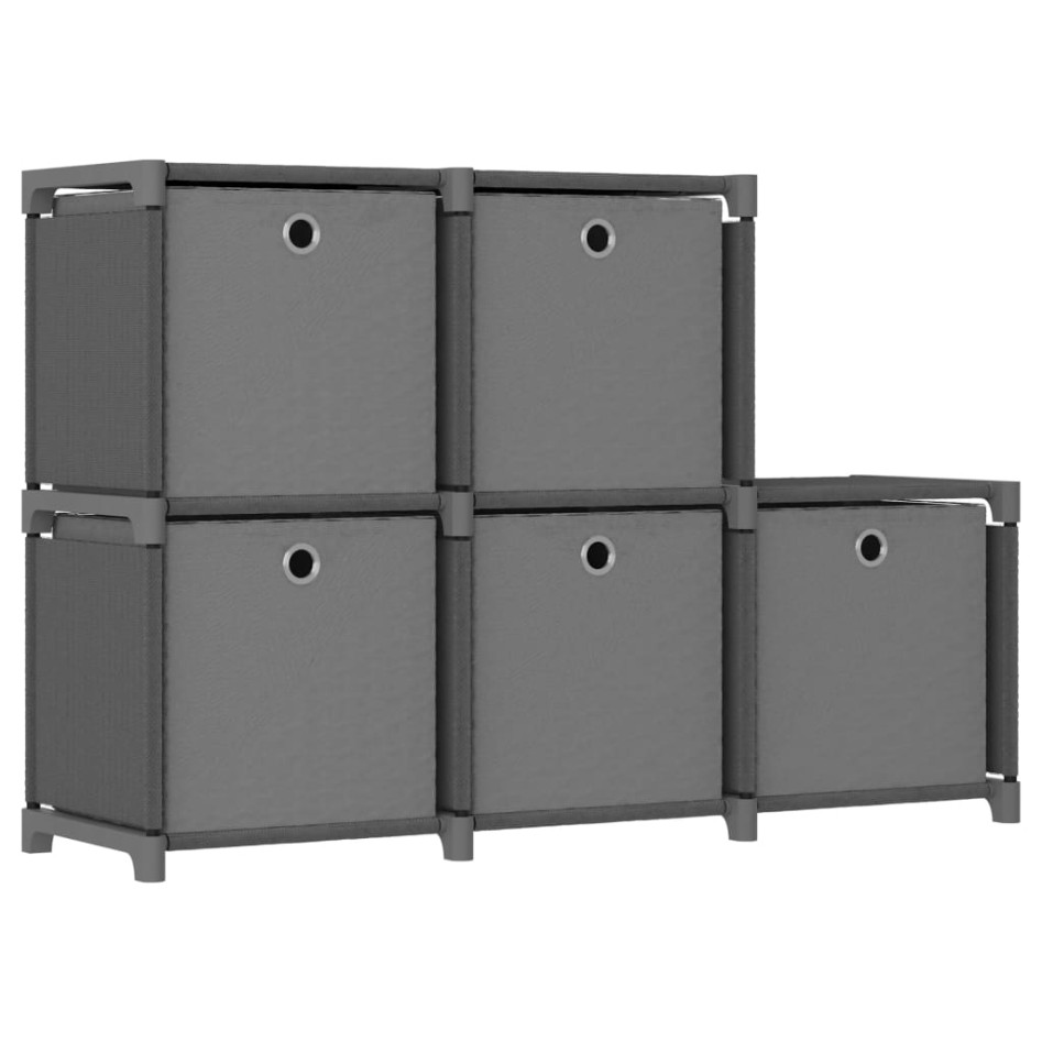 Estantería de 5 cubos con cajas tela gris 103x30x72,5