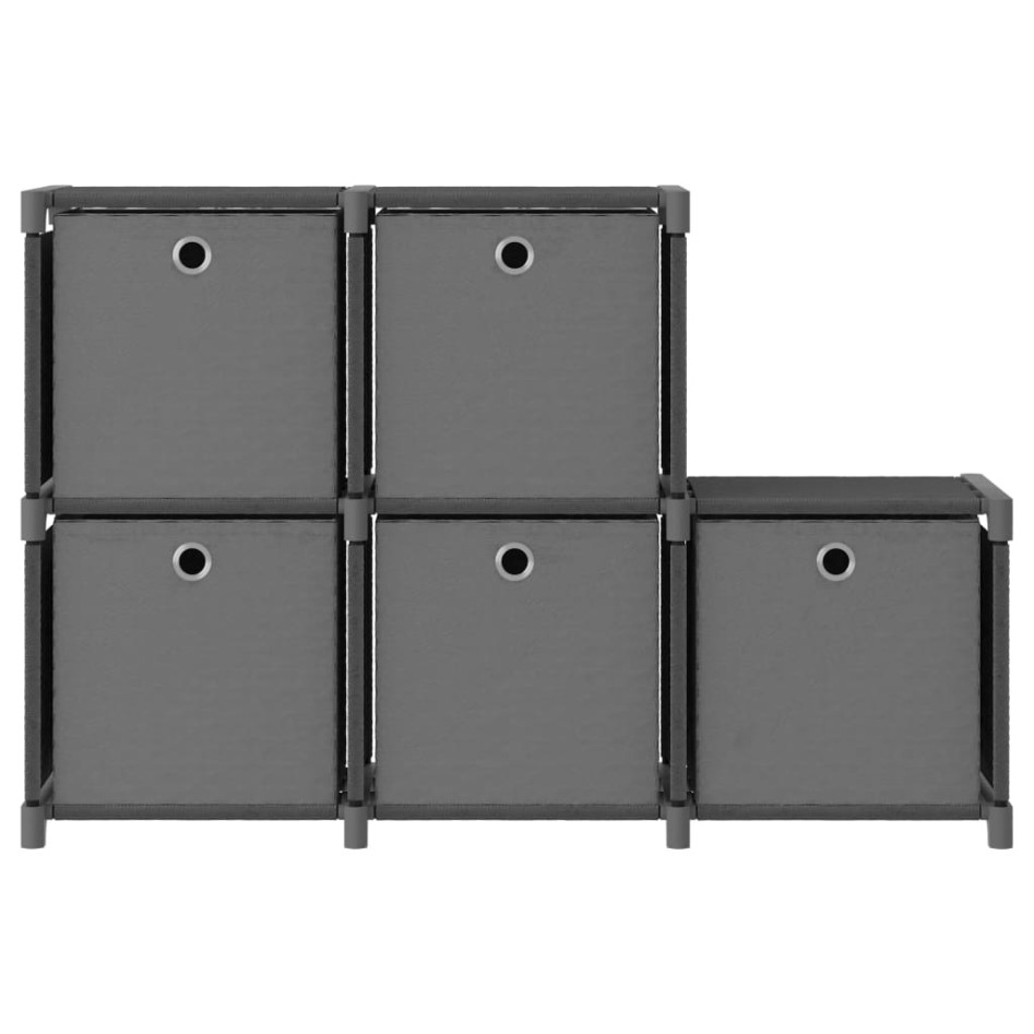 Estantería de 5 cubos con cajas tela gris 103x30x72,5
