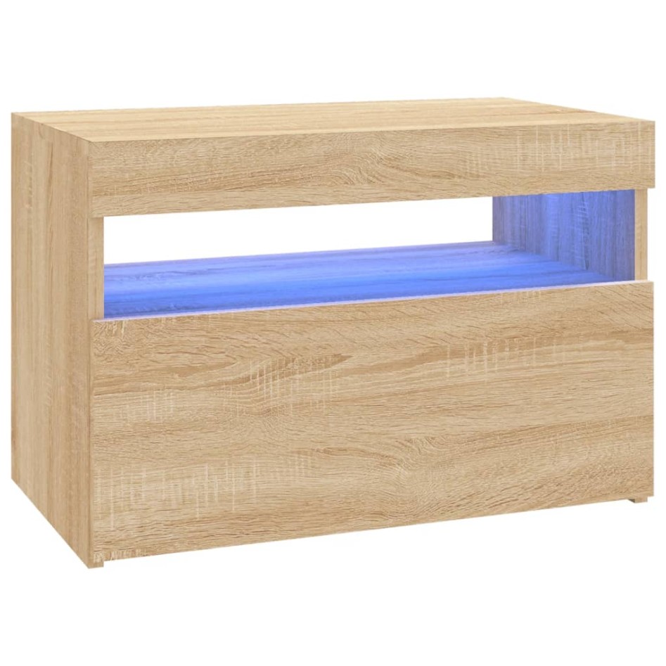 Mueble de TV con luces LED roble Sonoma 60x35x40