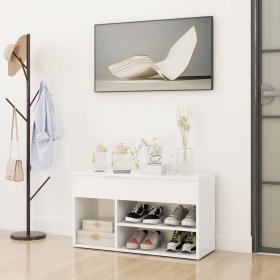 Banco zapatero de madera contrachapada blanco 80x30x45