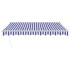 Toldo retráctil aluminio y tela azul y blanco 3x2,5