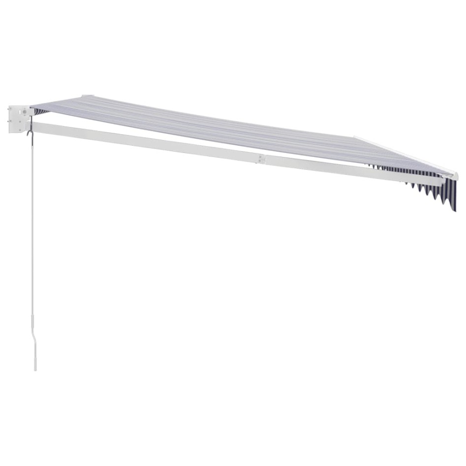 Toldo retráctil aluminio y tela azul y blanco 4x3