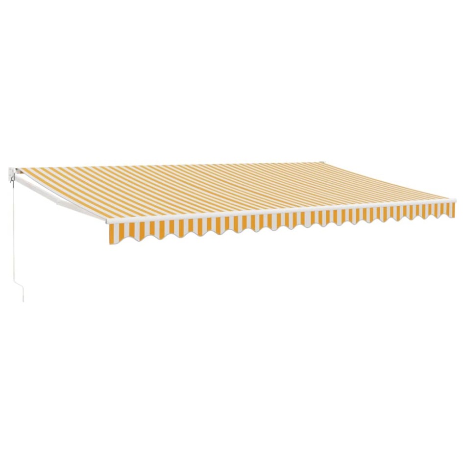 Toldo retráctil aluminio y tela amarillo y blanco 5x3