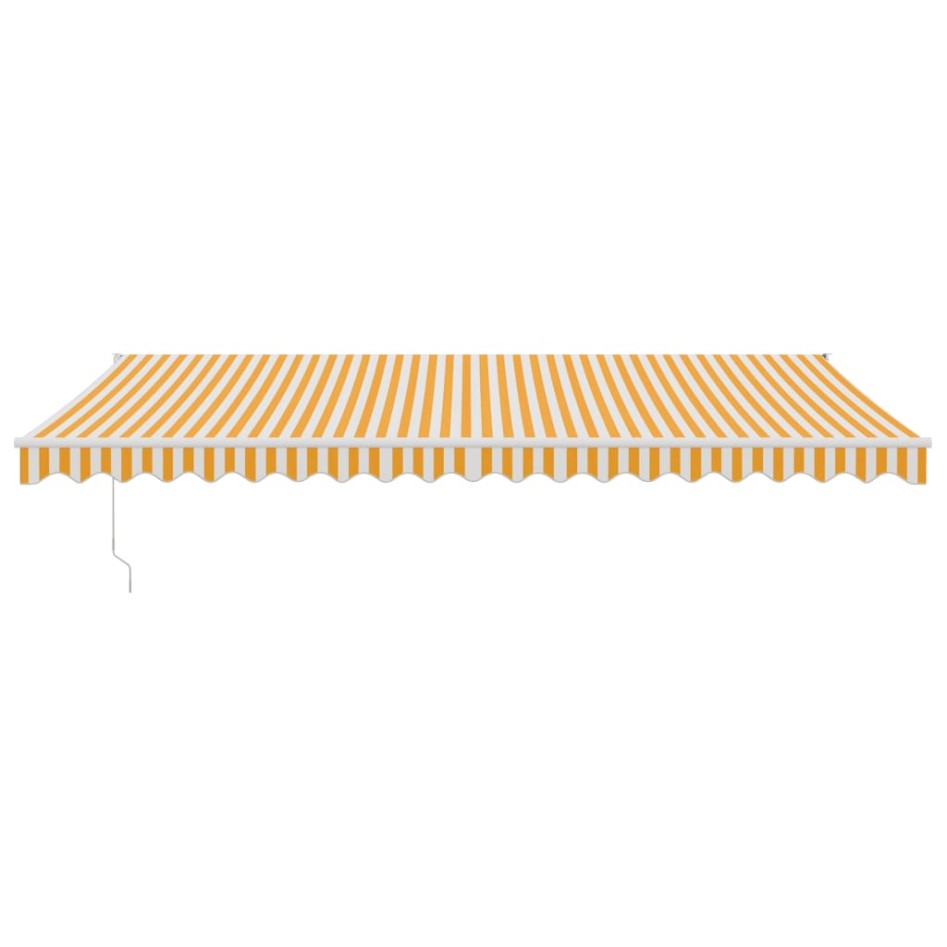 Toldo retráctil aluminio y tela amarillo y blanco 5x3
