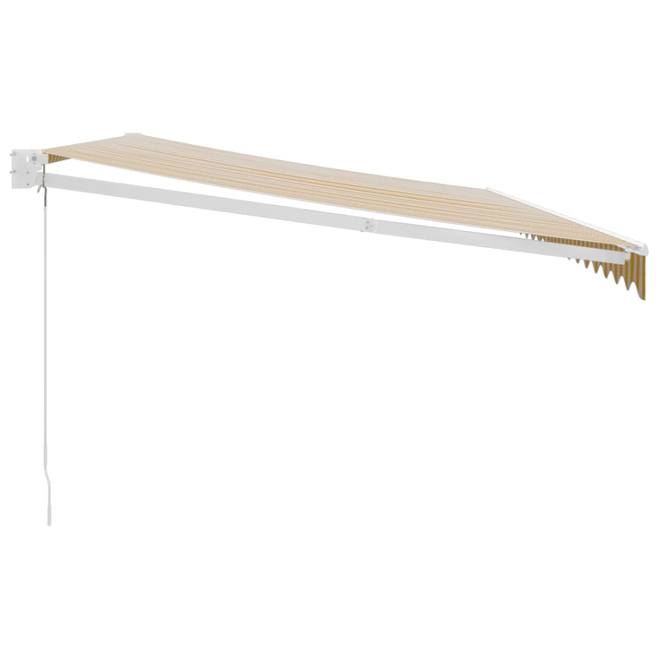 Toldo retráctil aluminio y tela amarillo y blanco 5x3