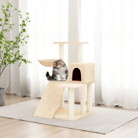 Rascador para gatos con postes de sisal color crema 82