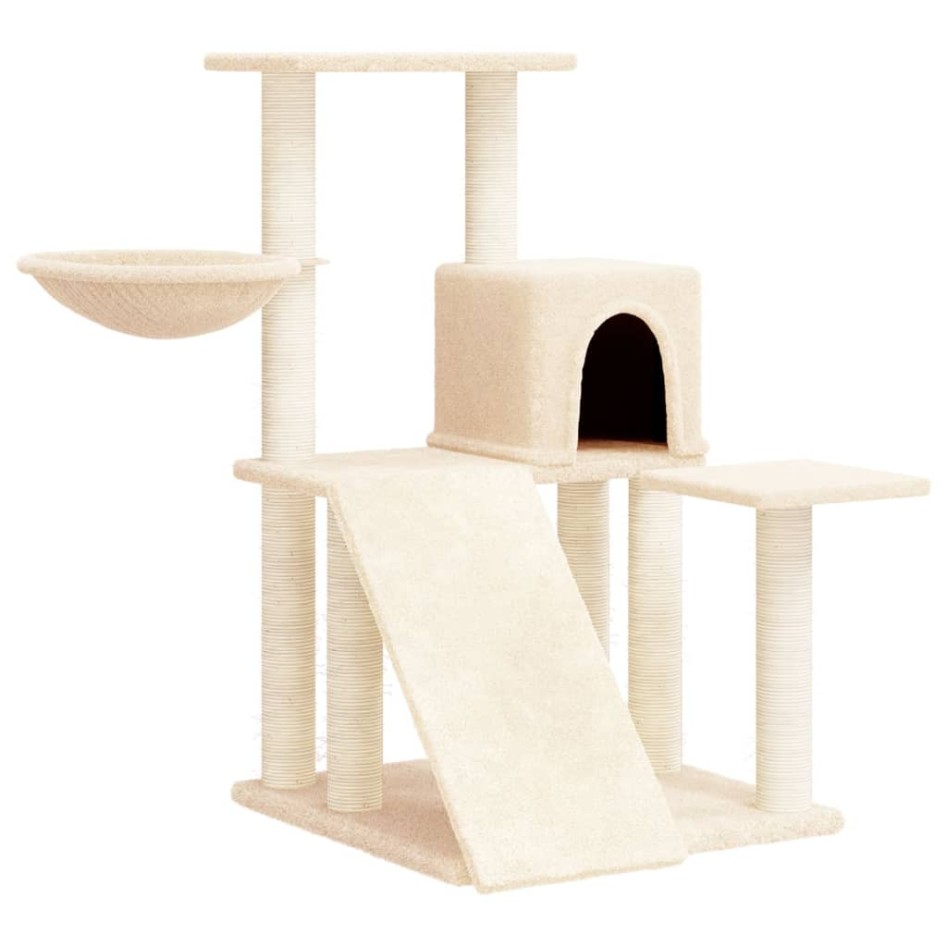 Rascador para gatos con postes de sisal color crema 82