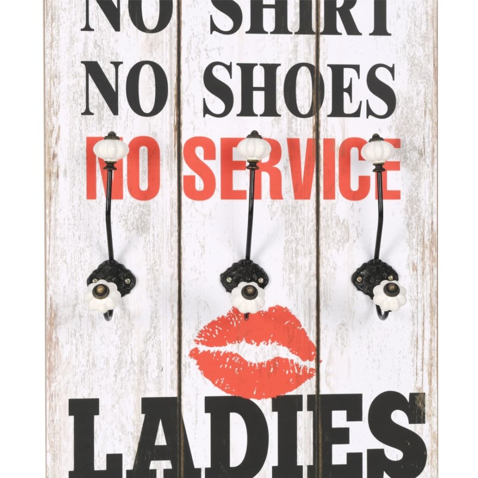 Perchero de pared MEN LADIES con 6 ganchos 120x40