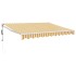 Toldo retráctil automático amarillo y blanco 3,5x2,5