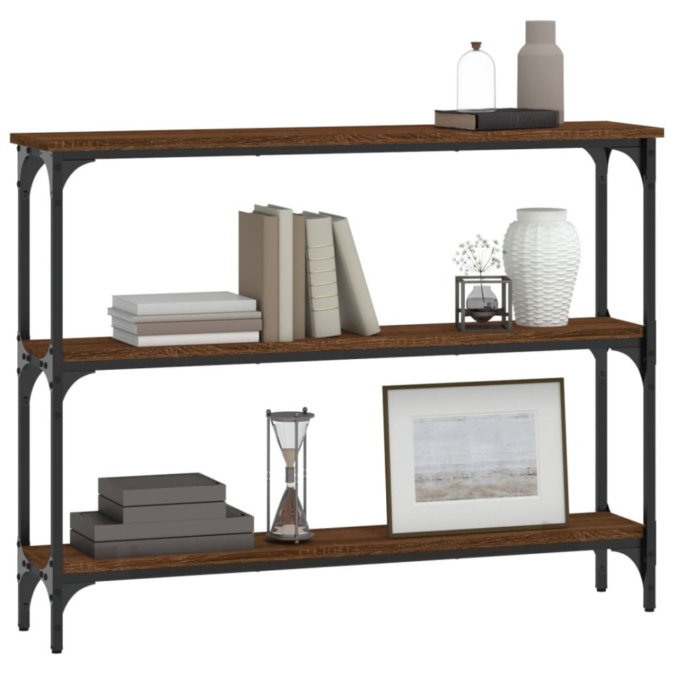 Mesa consola madera de ingeniería marrón roble 100x22,5x75
