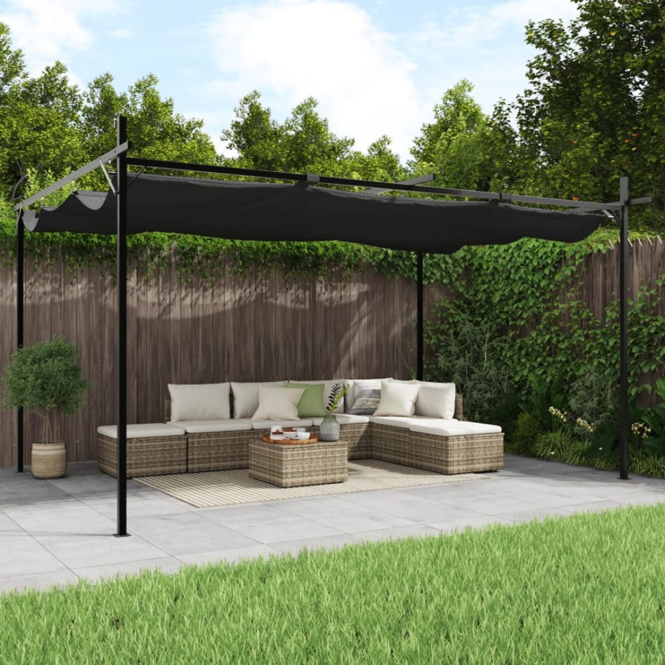 Pérgola con cubierta retráctil gris antracita 395x292x230