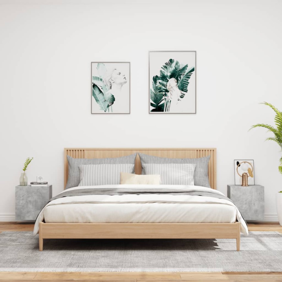 Muebles de TV de pared 2 uds madera gris hormigón 40,5x30x40