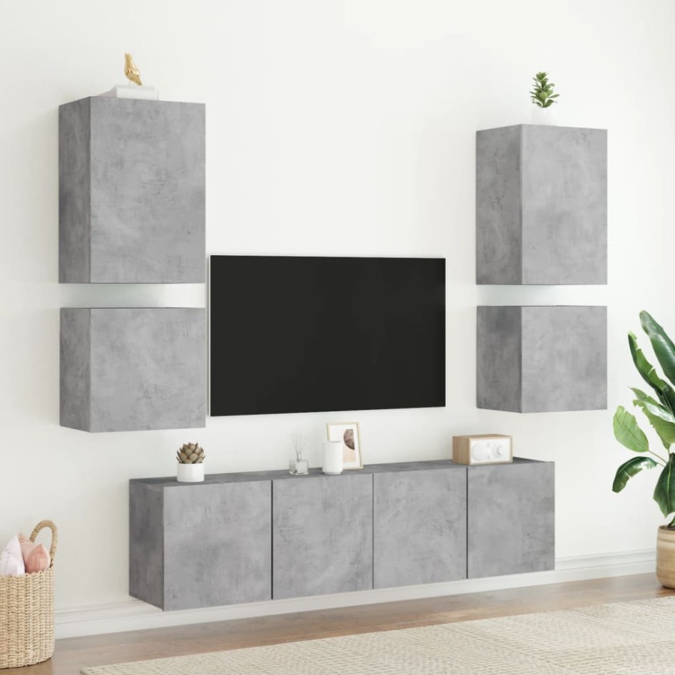 Muebles de TV de pared 2 uds madera gris hormigón 40,5x30x40
