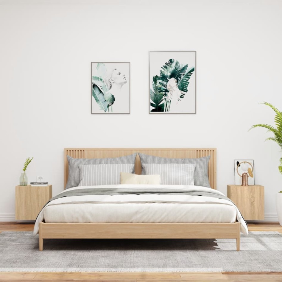 Muebles de TV de pared 2 uds madera roble Sonoma 40,5x30x40