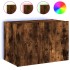 Mueble de TV de pared con luces LED roble ahumado 60x35x41