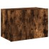 Mueble de TV de pared con luces LED roble ahumado 60x35x41