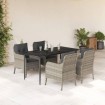 Set comedor de jardín 5 pzas cojines ratán sintético gris claro