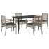 Set comedor de jardín 5 piezas con cojines ratán sintético