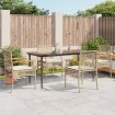 Set comedor de jardín 5 pzas con cojines ratán sintético beige