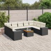 Set de sofás de jardín 10 pzas cojines ratán sintético negro