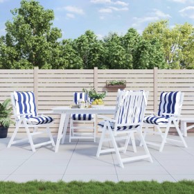 Cojines silla respaldo bajo 4 uds tela Oxford rayas azul