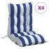 Cojines silla respaldo bajo 4 uds tela Oxford rayas azul