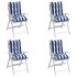 Cojines silla respaldo bajo 4 uds tela Oxford rayas azul