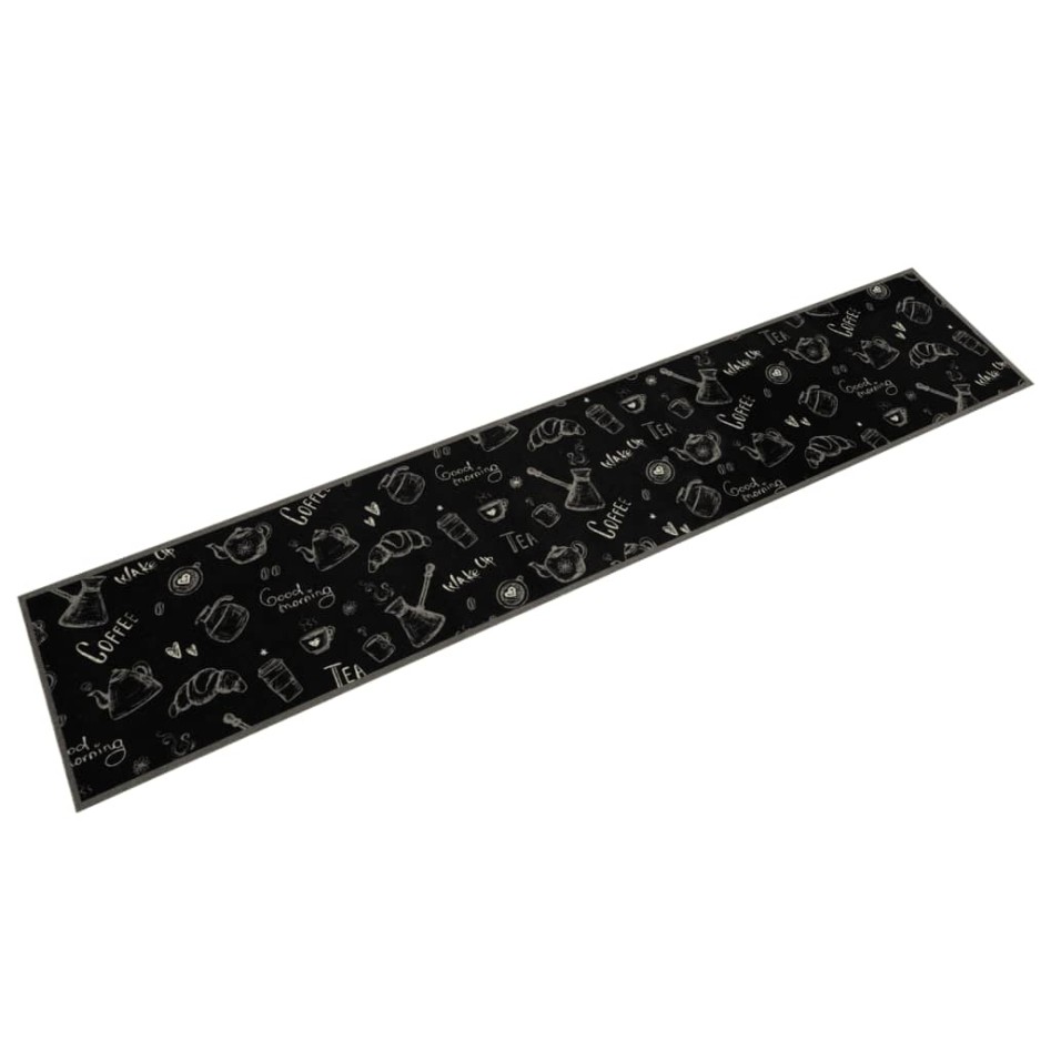 Alfombra de cocina lavable terciopelo Morning negro 60x300