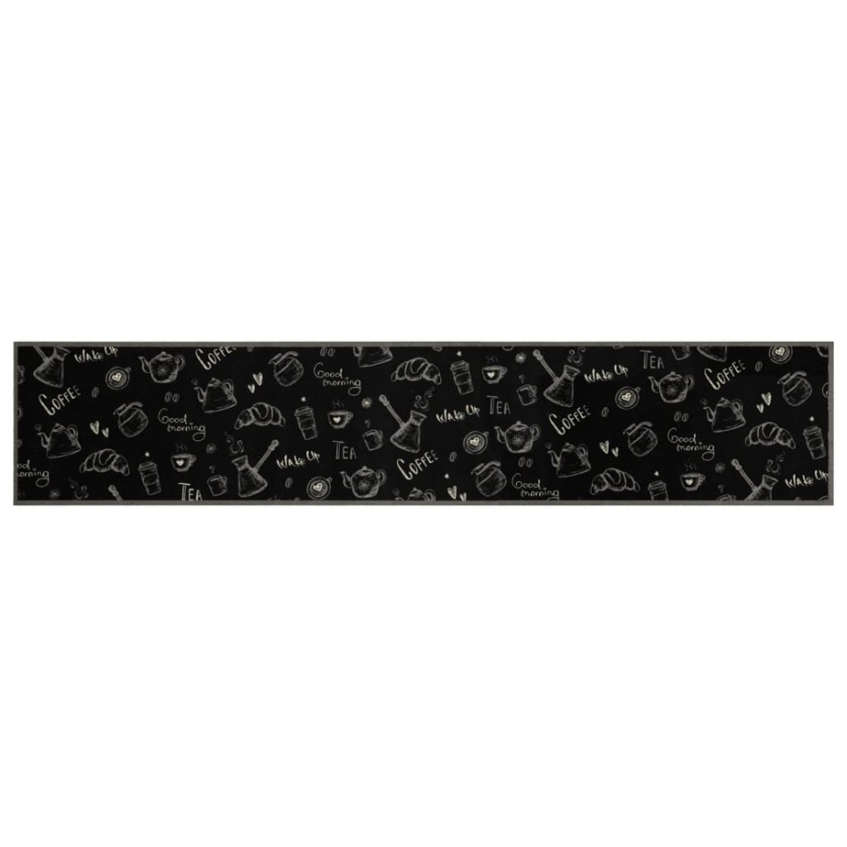 Alfombra de cocina lavable terciopelo Morning negro 60x300