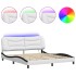 Estructura de cama con luz LED cuero PE blanco negro 180x200