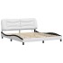 Estructura de cama con luz LED cuero PE blanco negro 180x200