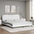 Estructura de cama con luz LED cuero PE blanco negro 180x200