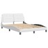 Estructura de cama sin colchón cuero sintético blanco